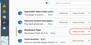 نصب فلش پلیر در firefox